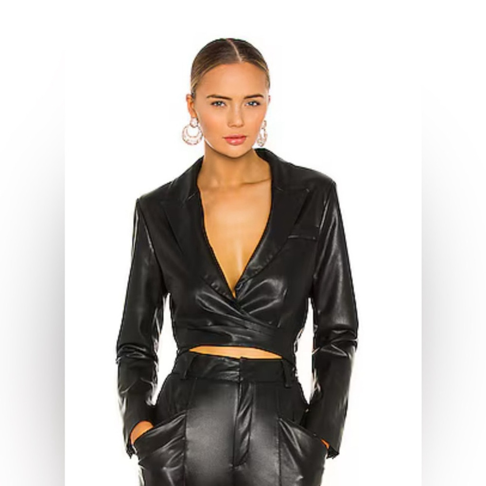 Ronny Kobo Lilo Cropped Black Jacket – Revolve – Size Medium